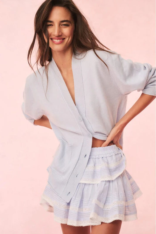 Love Shack Fancy Sweater Love Shack Fancy - Applene Cardigan in Seagrass Blue