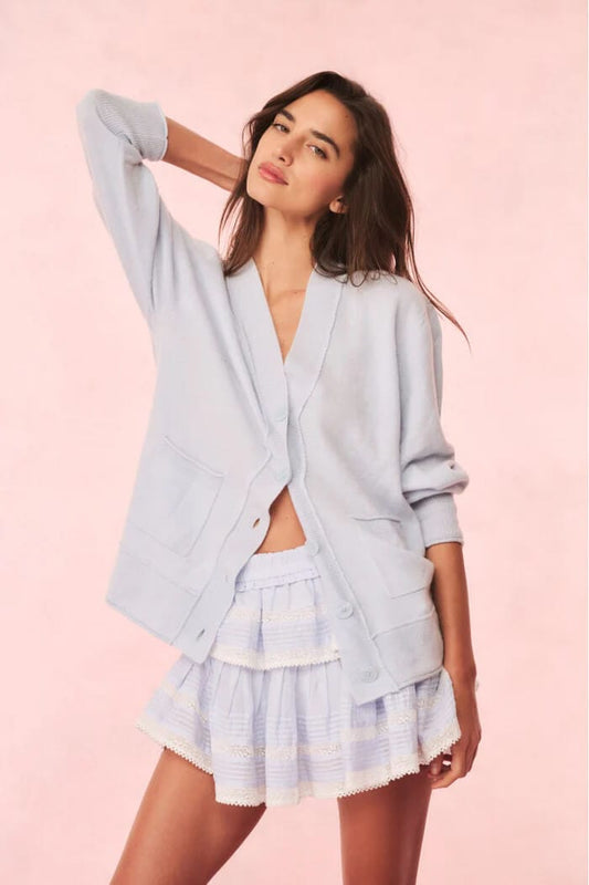 Love Shack Fancy Sweater Love Shack Fancy - Applene Cardigan in Seagrass Blue
