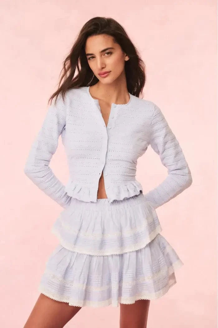 Love Shack Fancy Sweater Love Shack Fancy - Rogan Cardigan in Morning sky