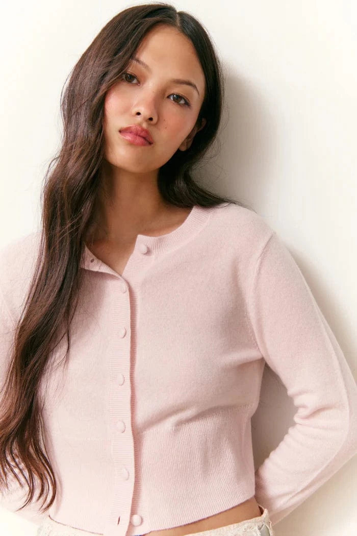 Love Shack Fancy Sweaters Love Shack Fancy - Adeanna Cardigan in Pale Pink