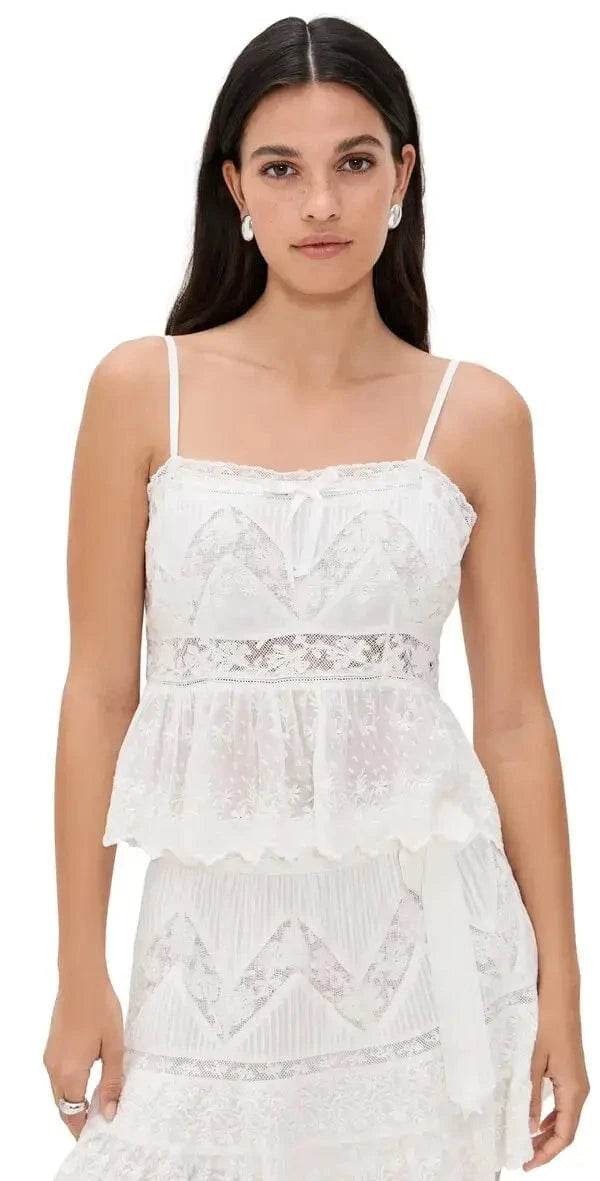 Love Shack Fancy Sweaters Love Shack Fancy - Rowina Top in Optic White