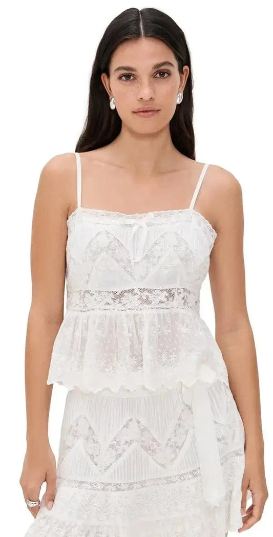 Love Shack Fancy Sweaters Love Shack Fancy - Rowina Top in Optic White