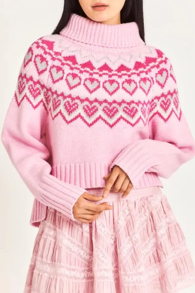 Love Shack Fancy Sweaters Love Shack Fancy - Tobi Sweater in Fuschia Rose