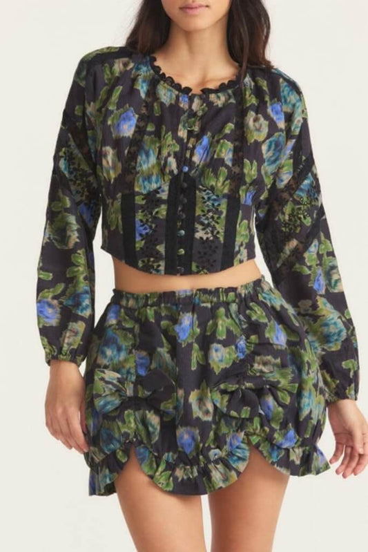 Love Shack Fancy Tops 4 Love Shack Fancy - Nayeem Top in Deep Blue Trace