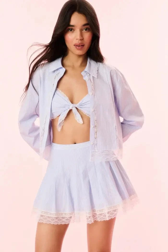 Love Shack Fancy Tops Love Shack Fancy - Delano Top in Sky Lagoon