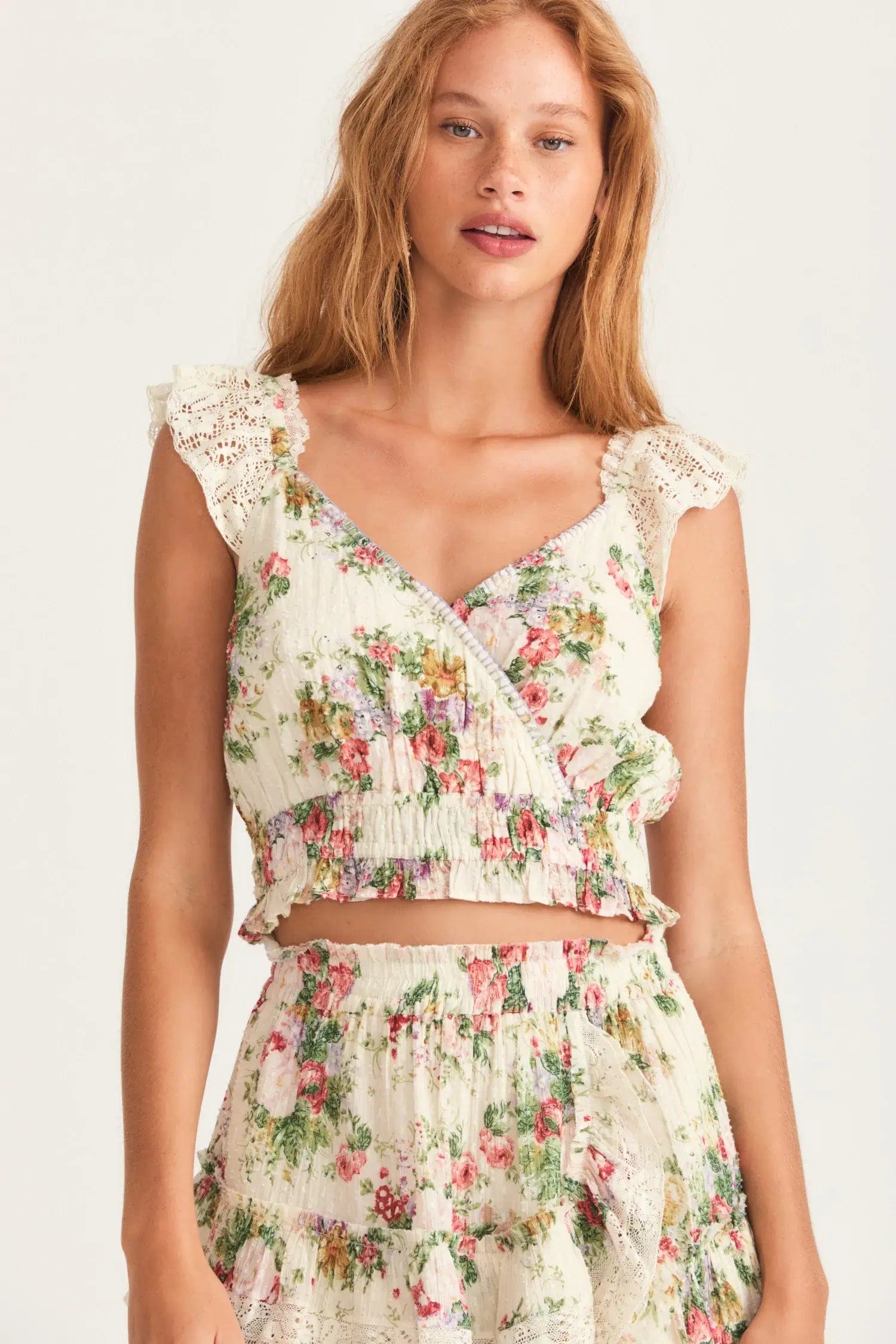 Love Shack Fancy Tops Love Shack Fancy - Drea Top Crop in Shining Gemstone