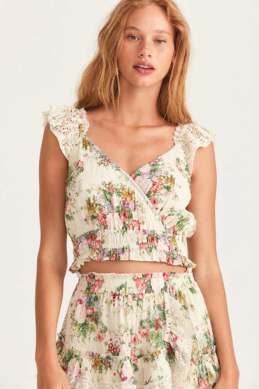 Love Shack Fancy Tops Love Shack Fancy - Drea Top Crop in Shining Gemstone