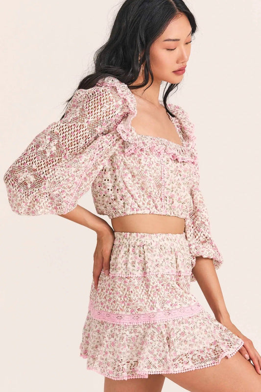 Love Shack Fancy Tops M Love Shack Fancy - Dorabella rop top in Petunia Pink