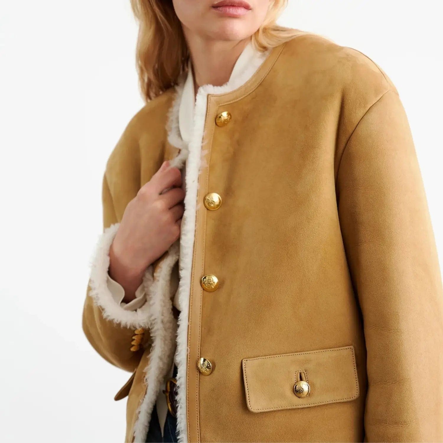 Nili Lotan Jackets M Nili Lotan - Zanie Short Shearling Coat in Tan/Natural