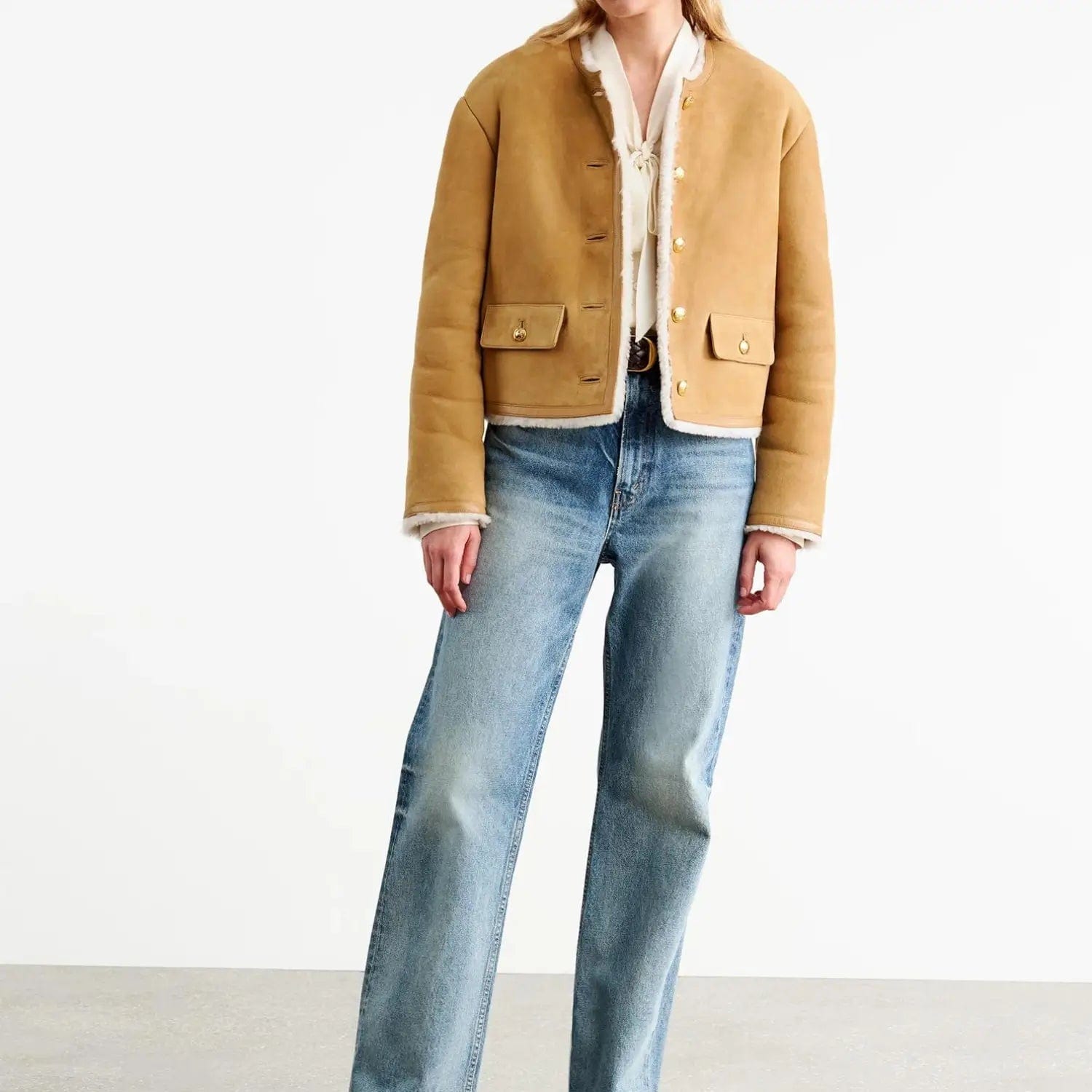 Nili Lotan Jackets M Nili Lotan - Zanie Short Shearling Coat in Tan/Natural
