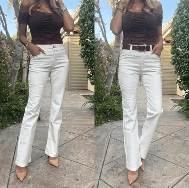 Private Access Bevy Flog - Novel Pant in Ivory Denim