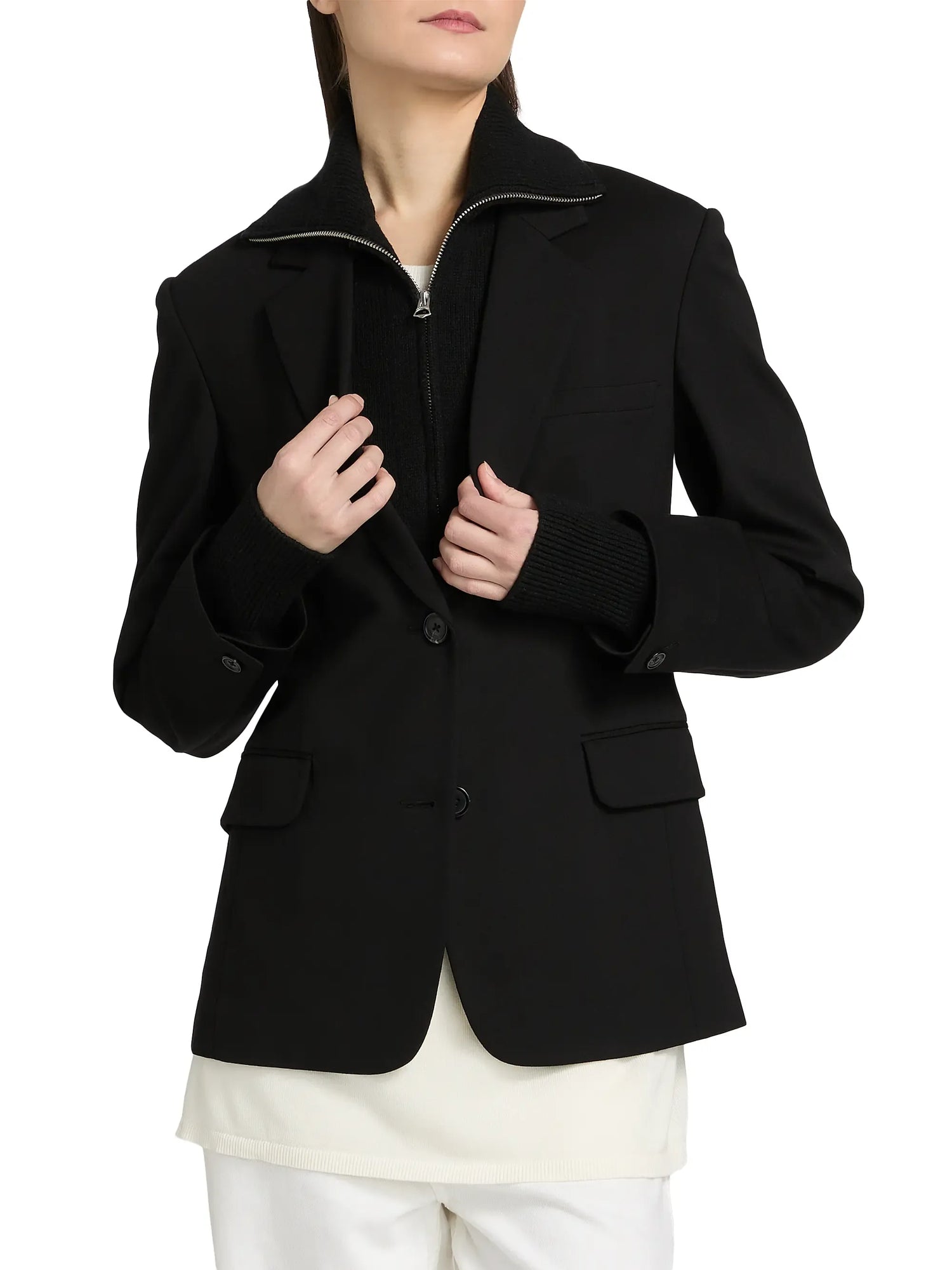 Rag & Bone Boots Rag & Bone - Frank Mixed Media blazer in black