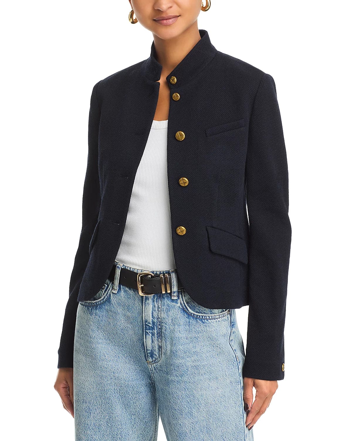 Rag & Bone Jackets Rag & Bone - Slade Cropped Textured Blazer in navy
