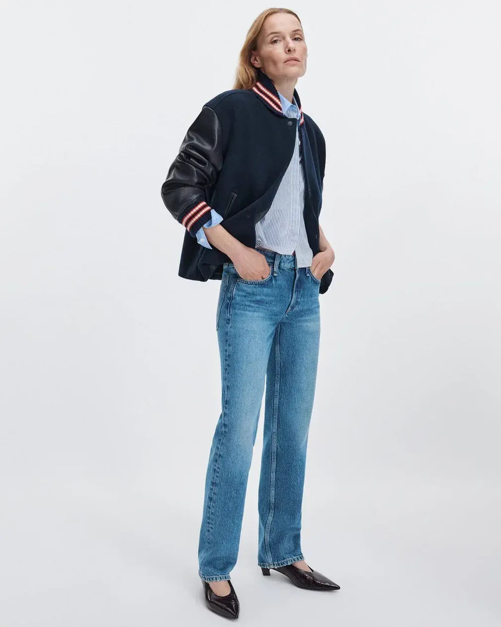 Rag & Bone Pants Rag & Bone - Harlow Straight Jean Low-Rise in Rigid Denim in Candice