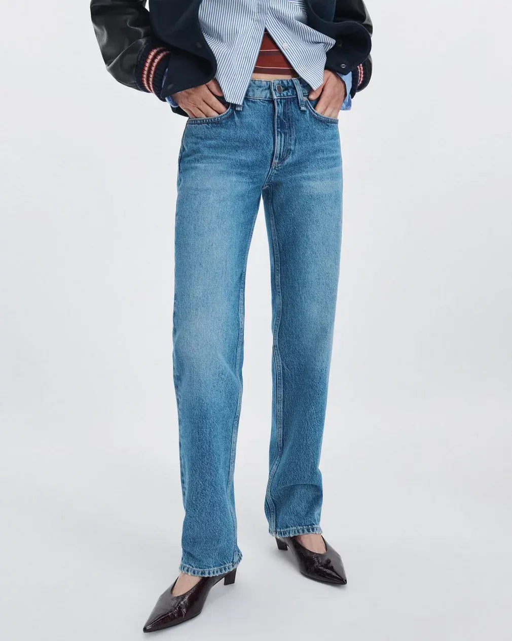 Rag & Bone Pants Rag & Bone - Harlow Straight Jean Low-Rise in Rigid Denim in Candice