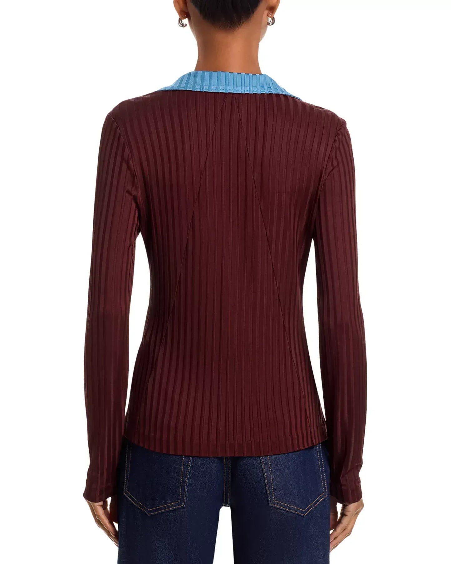 Rag & Bone Shirts & Tops Rag & Bone - Natalia Colorblock L/S Polo in Chocolate Brown