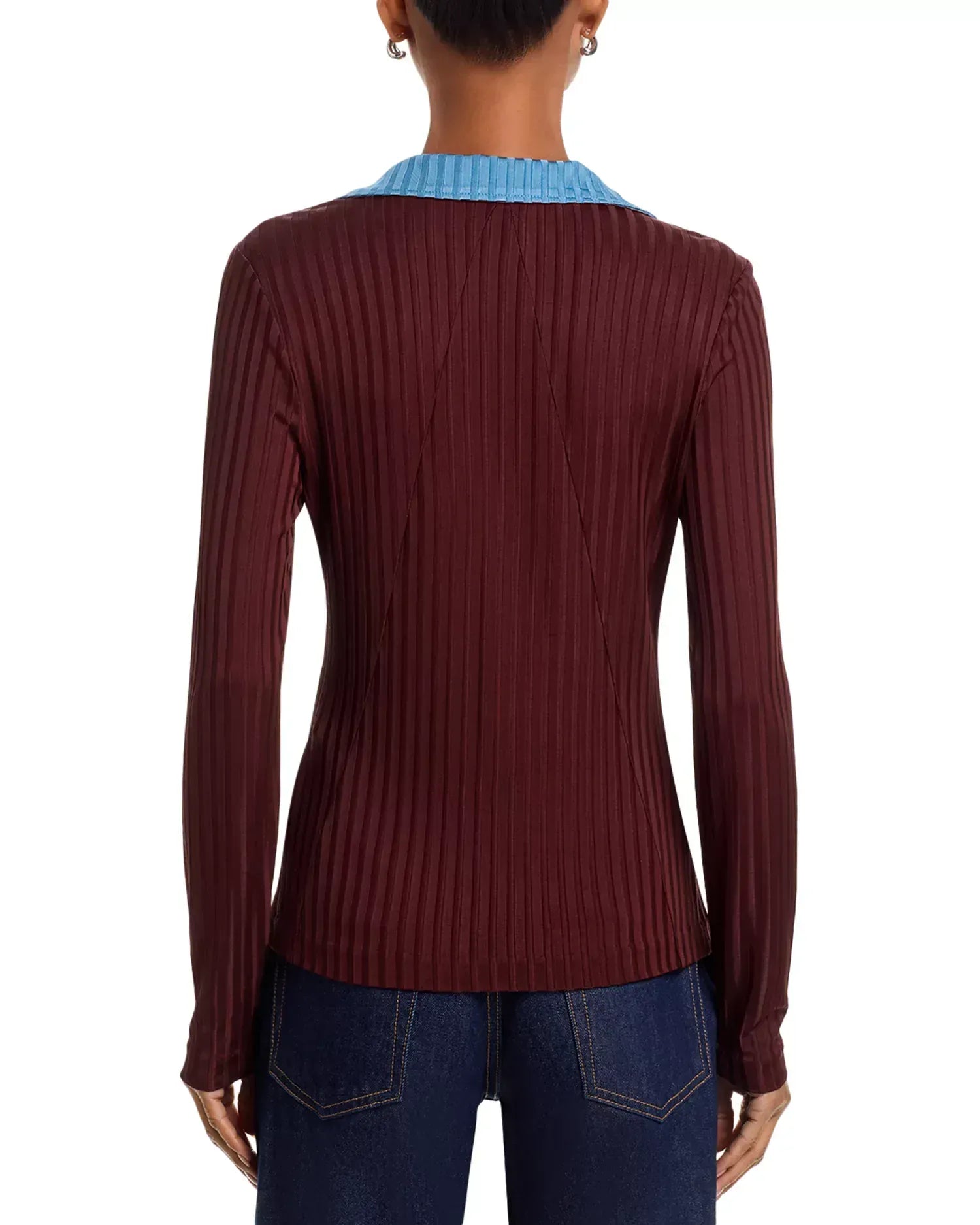 Rag & Bone Shirts & Tops Rag & Bone - Natalia Colorblock L/S Polo in Chocolate Brown