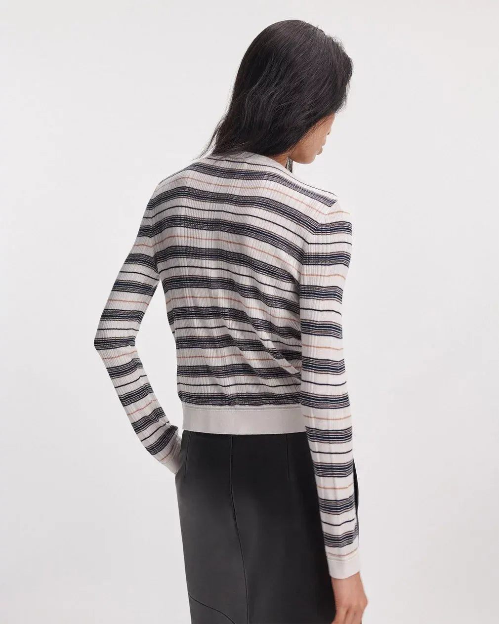 Rag & Bone Shirts & Tops Rag & Bone - Teresa Silk stripe cardigan in Ivory Multi