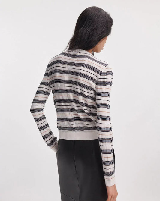 Rag & Bone Shirts & Tops Rag & Bone - Teresa Silk stripe cardigan in Ivory Multi