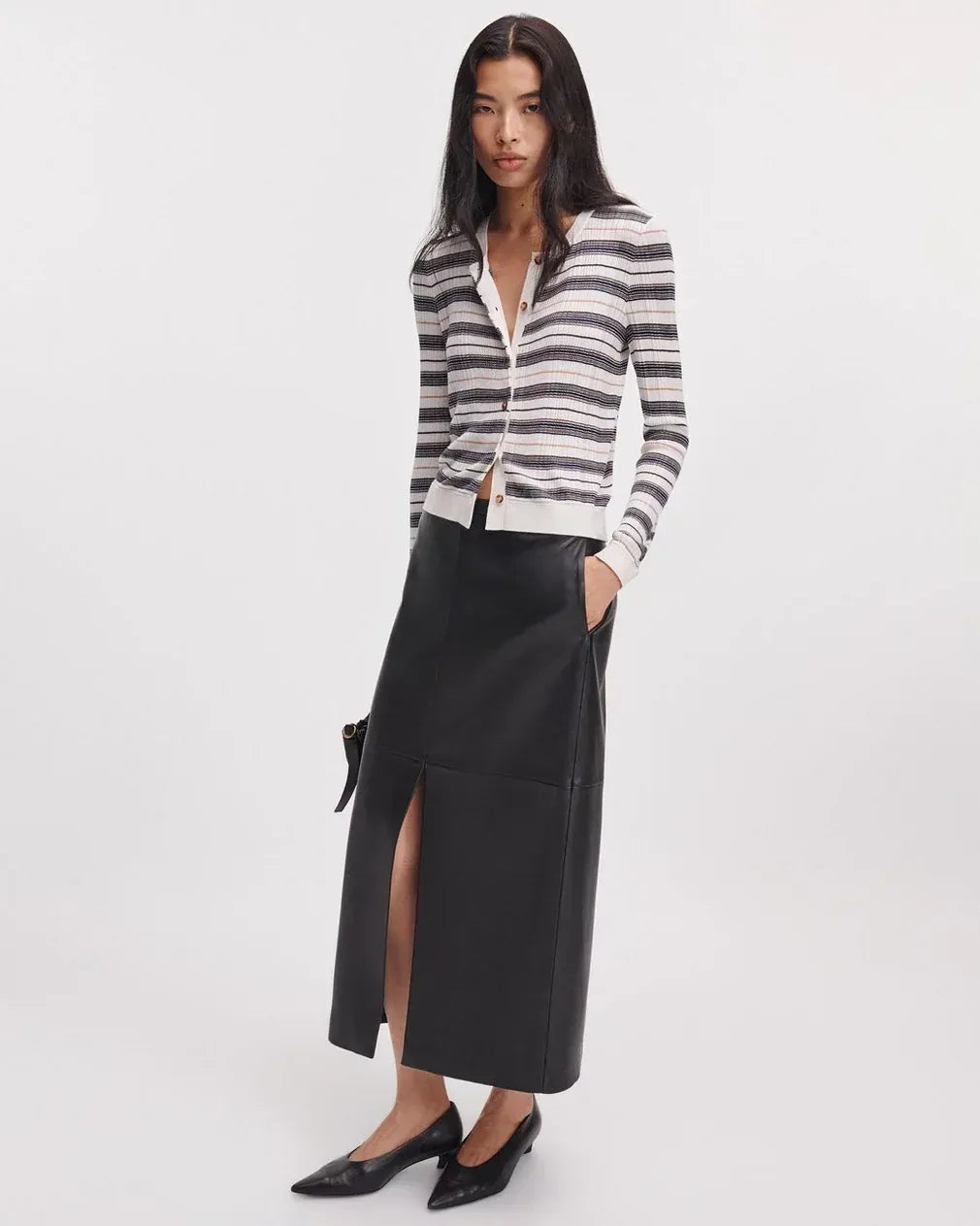 Rag & Bone Shirts & Tops Rag & Bone - Teresa Silk stripe cardigan in Ivory Multi