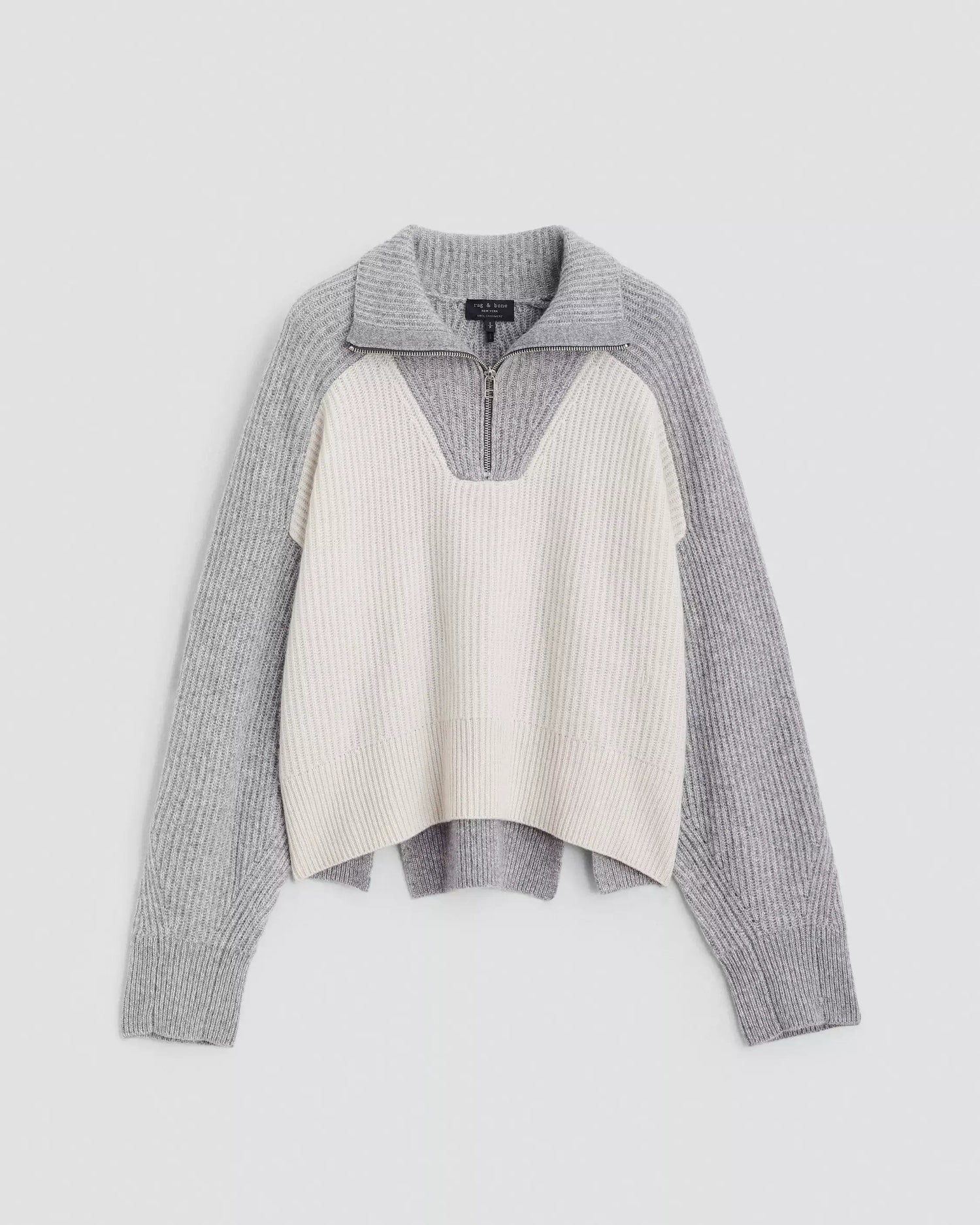 Rag & Bone Sweater Rag & Bone - Pierce Cashmere Zip in Grey Multi