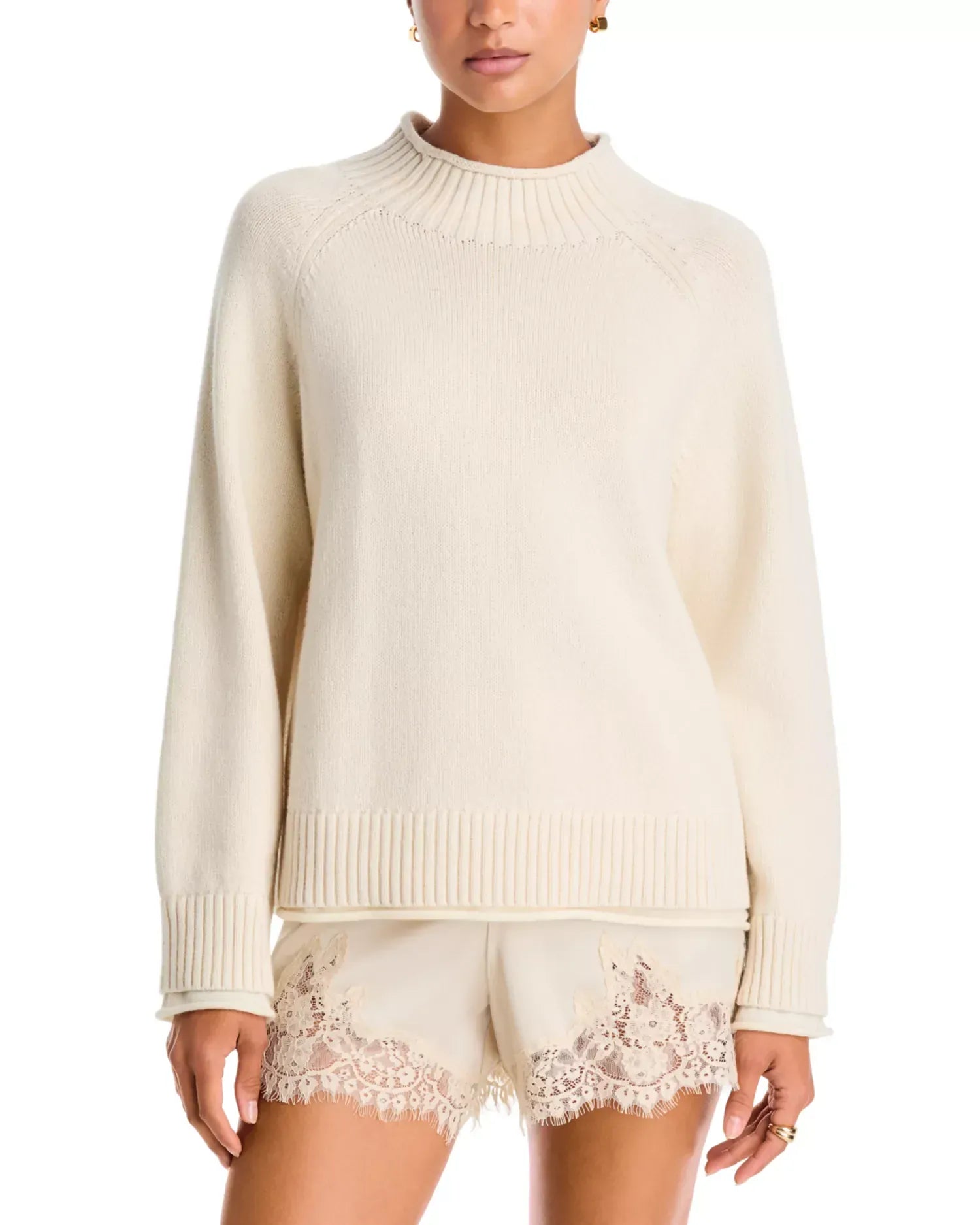 Rag & Bone sweaters Rag & Bone - Hazel Roll Neck Cotton & Wool Sweater in Ivory
