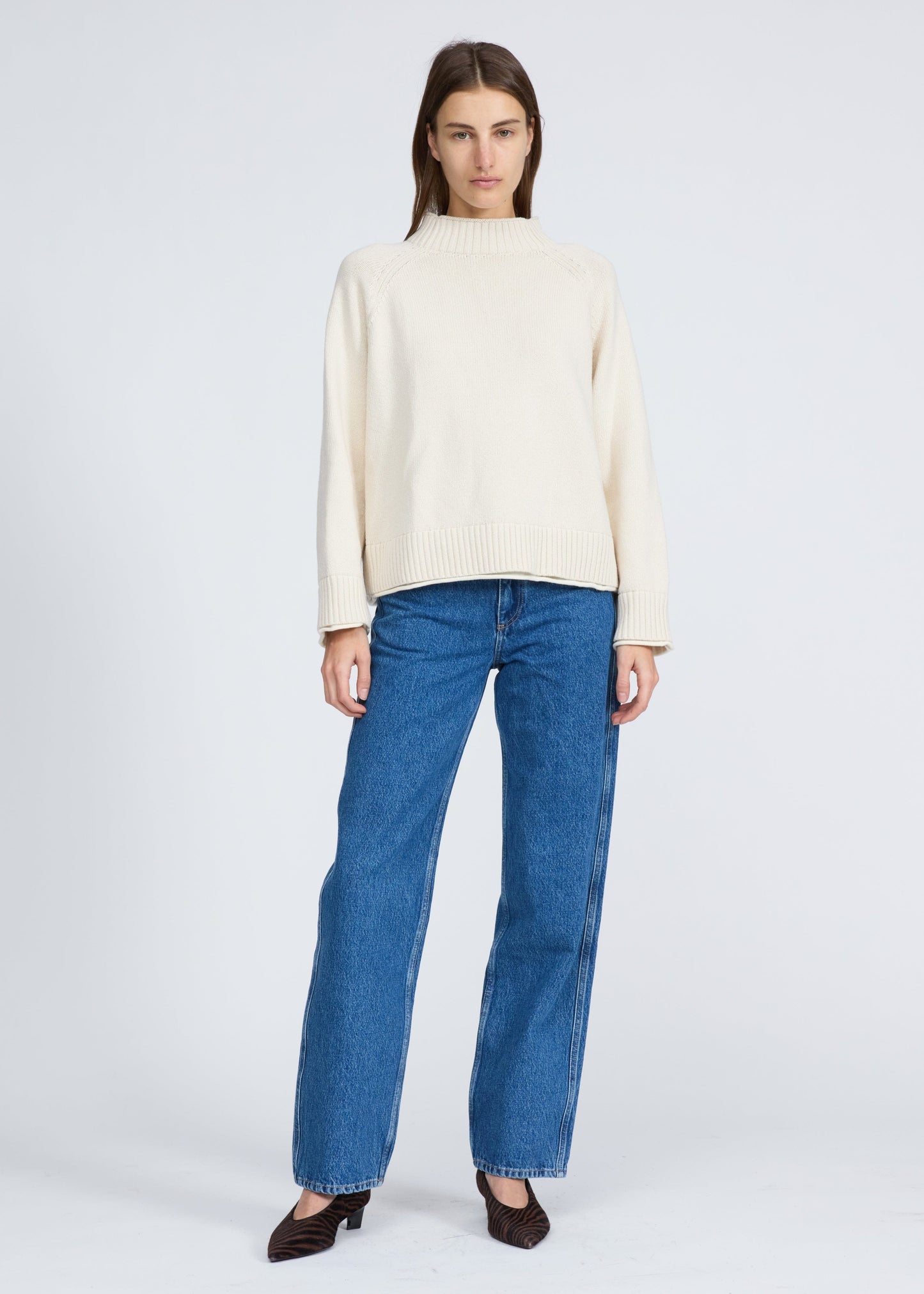 Rag & Bone sweaters Rag & Bone - Hazel Roll Neck Cotton & Wool Sweater in Ivory