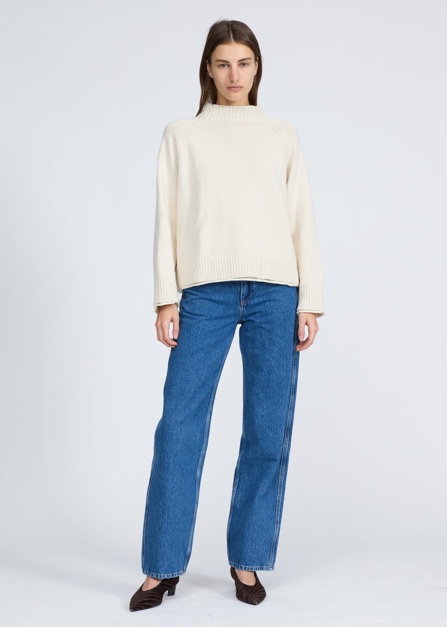 Rag & Bone sweaters Rag & Bone - Hazel Roll Neck Cotton & Wool Sweater in Ivory