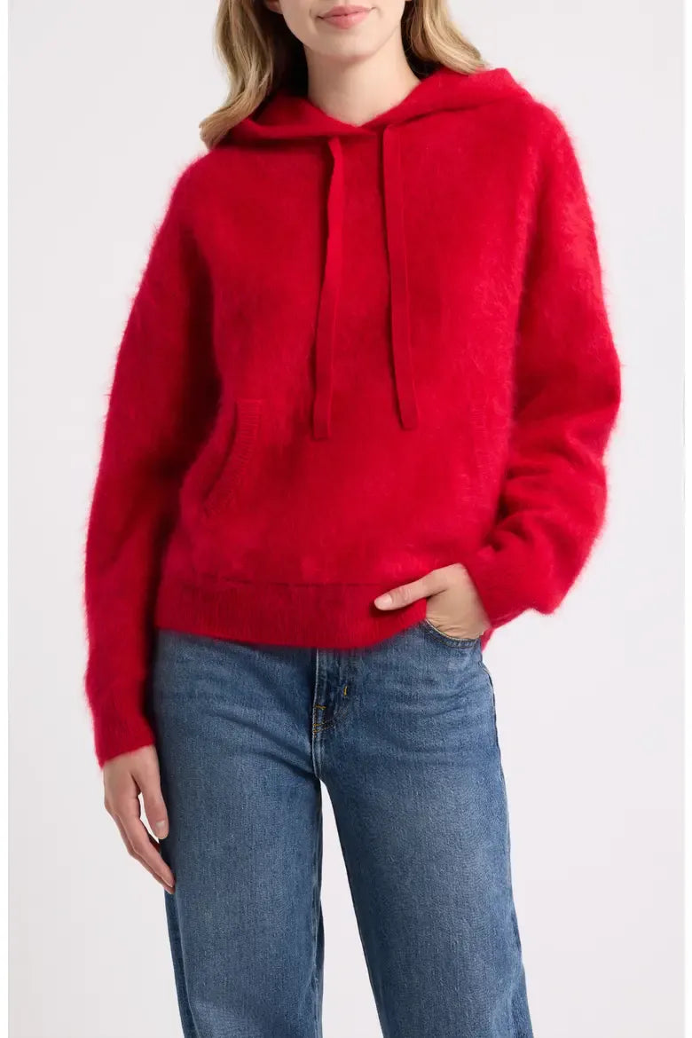 Rag & Bone Sweaters Rag & Bone - Jada Brushed Cashmere Hoodie in red