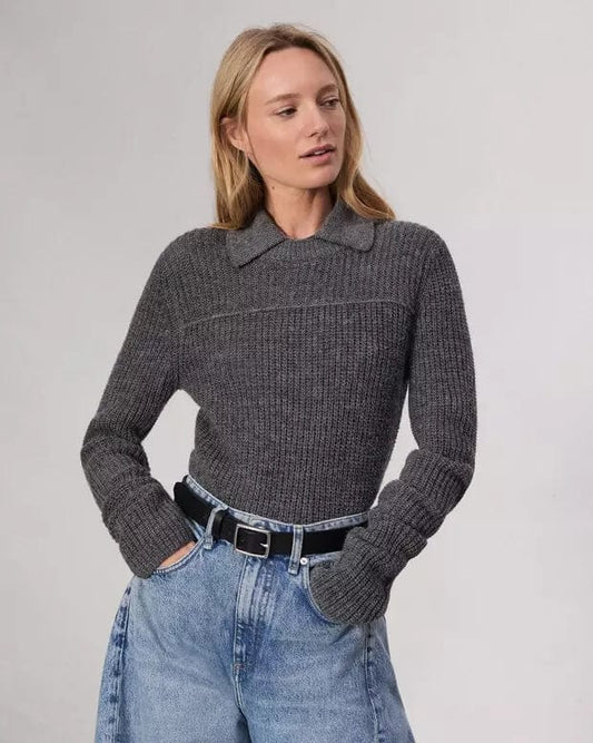 Rag & Bone Tops Rag & Bone Madix Polo Sweater in Charcoal