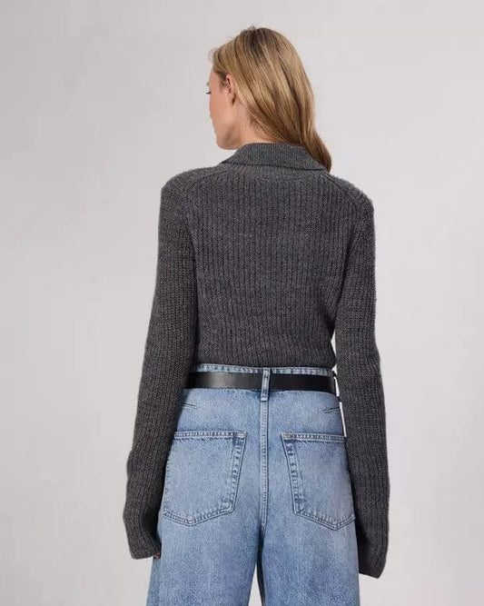 Rag & Bone Tops Rag & Bone Madix Polo Sweater in Charcoal
