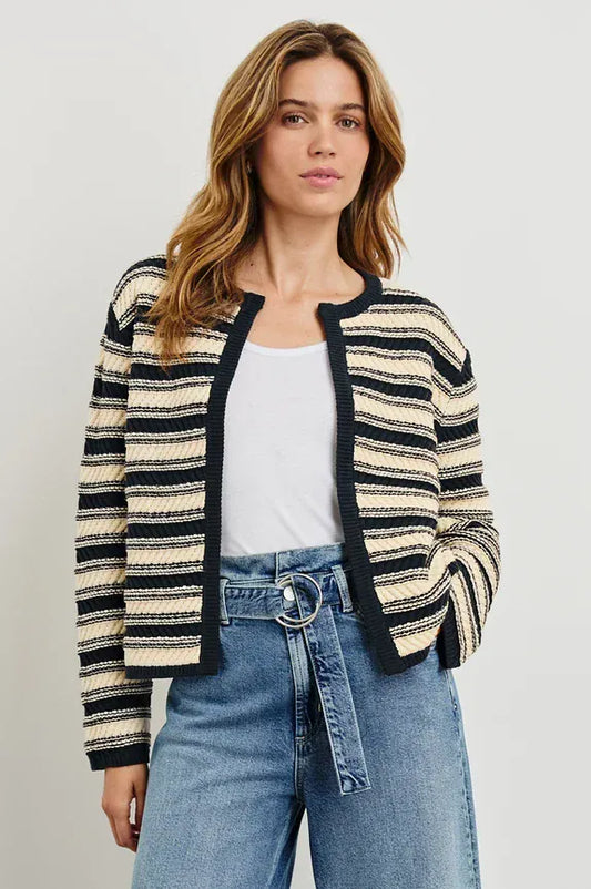 Rails Knitwear S Rails - Nelly Cardigan in Navy Oat Stripe