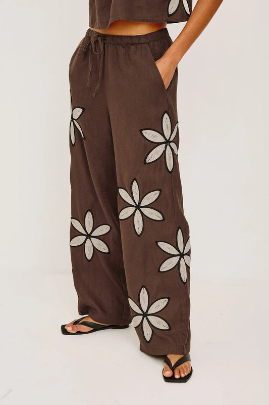 Rails Pants Rails - Emmie pant in cocoa floral embroidery