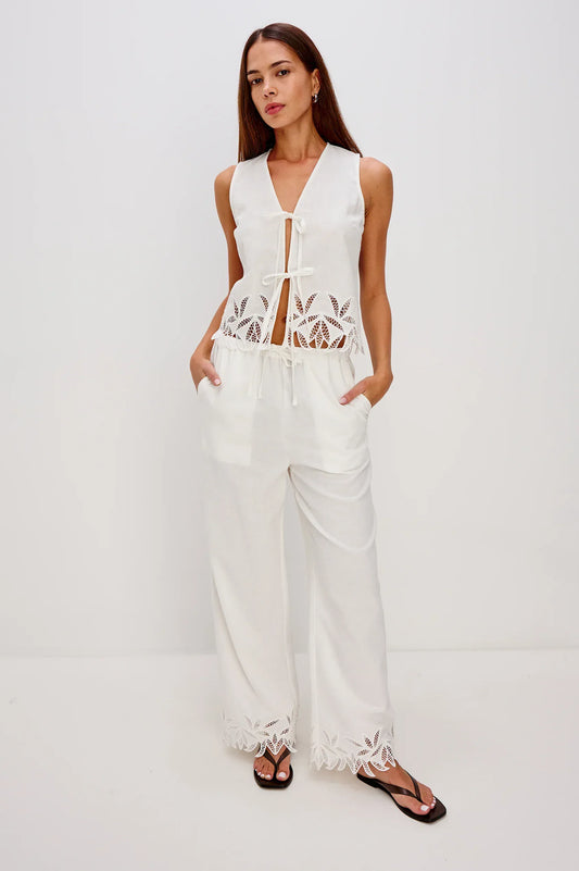 Rails Pants Rails - Emmie pant in white palm embroidery
