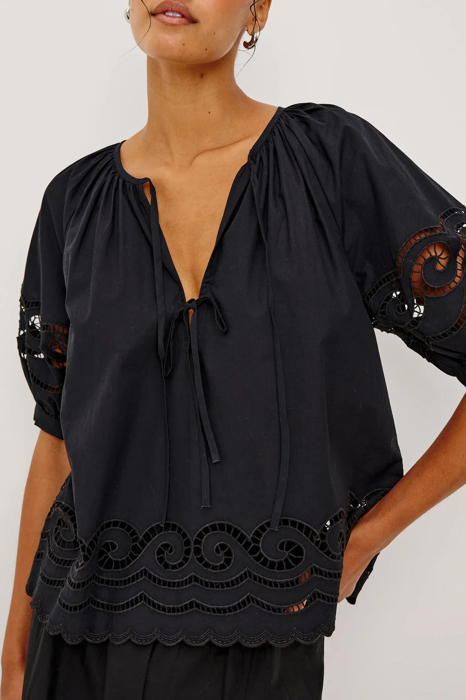 Rails Shirts & Tops Rails - Catalene Top in Black embroidery