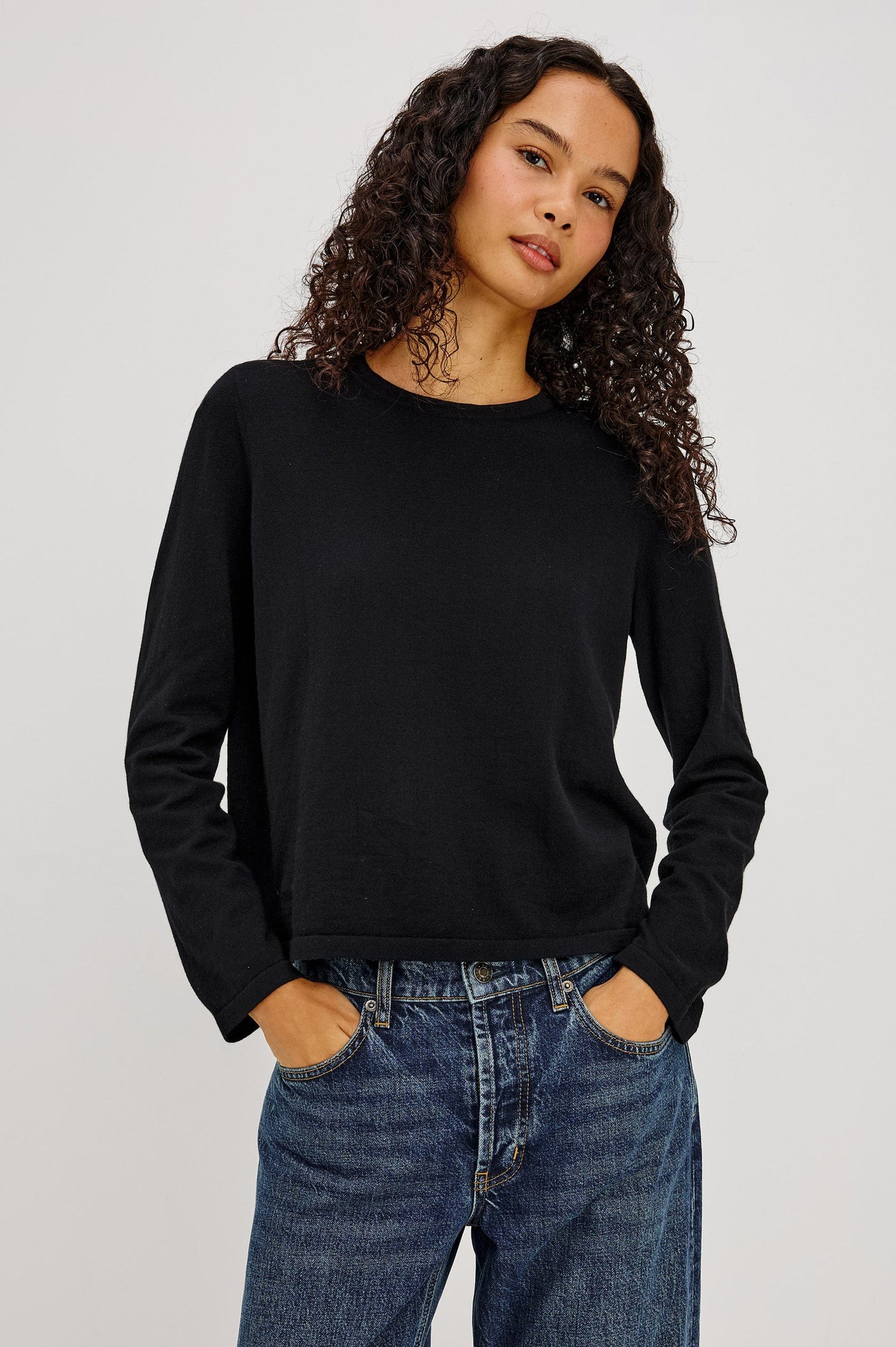 Rails Shirts & Tops Rails - Cotton cashmere long sleeve t-shirt in black