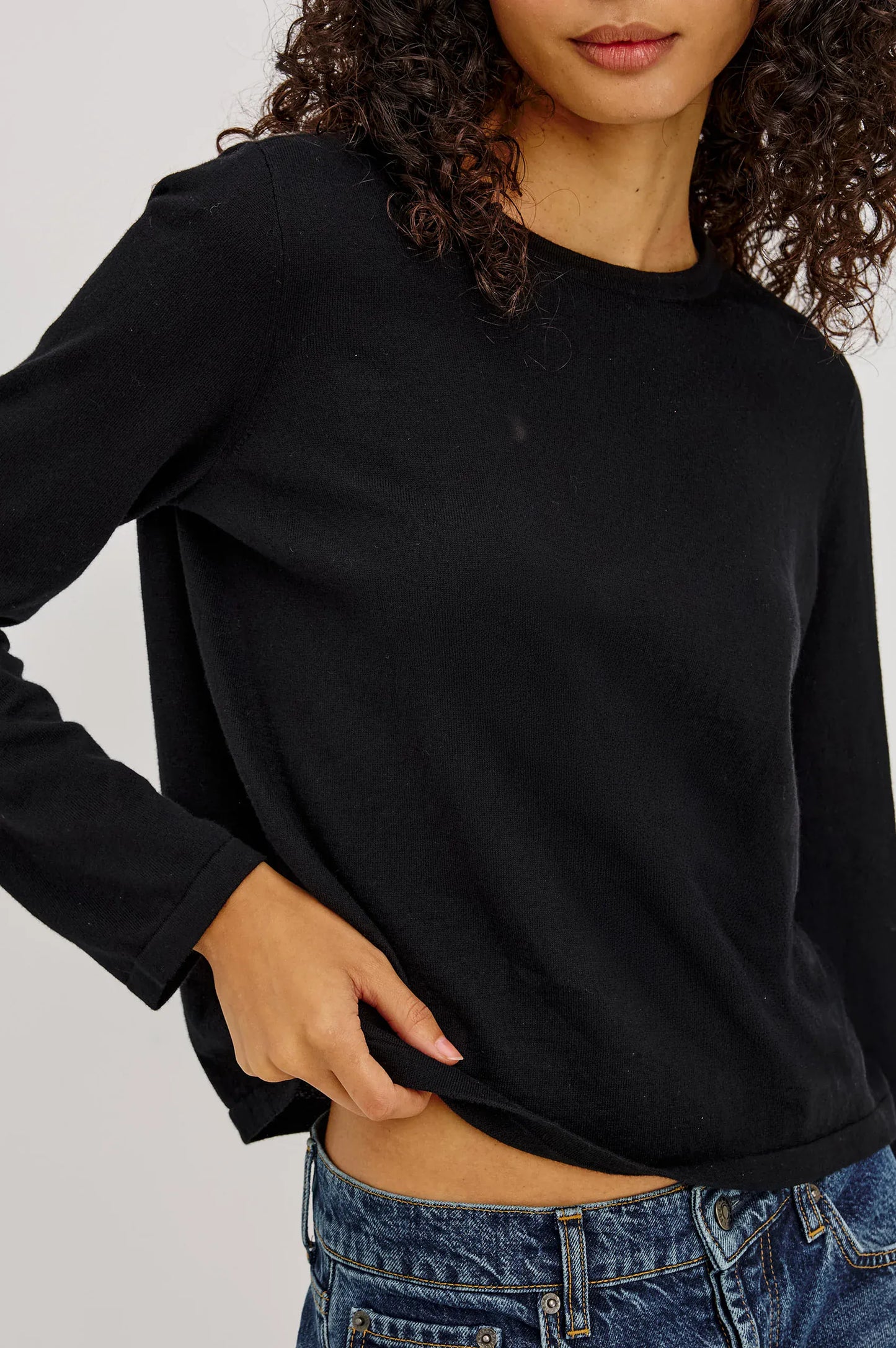Rails Shirts & Tops Rails - Cotton cashmere long sleeve t-shirt in black