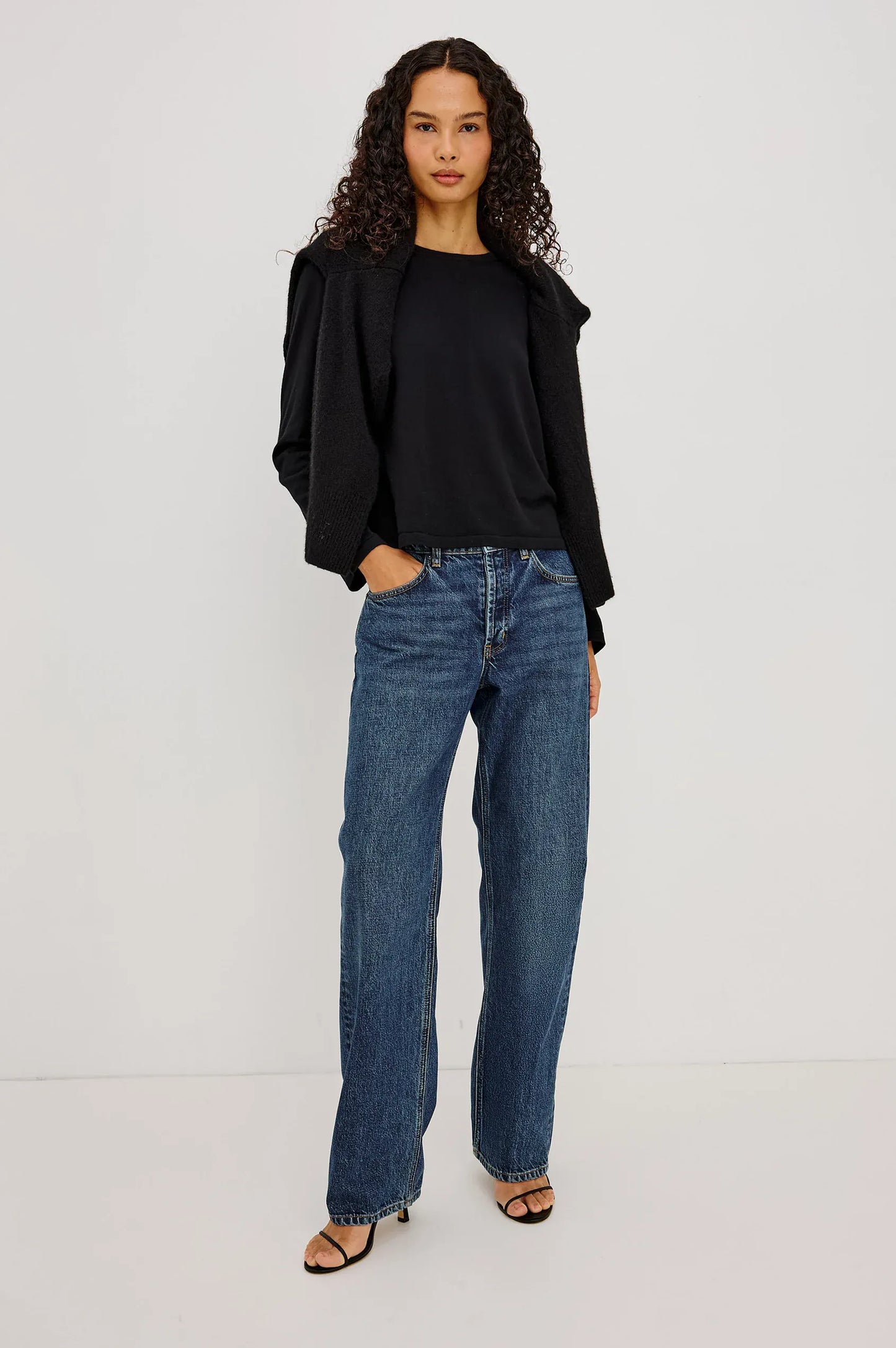 Rails Shirts & Tops Rails - Cotton cashmere long sleeve t-shirt in black