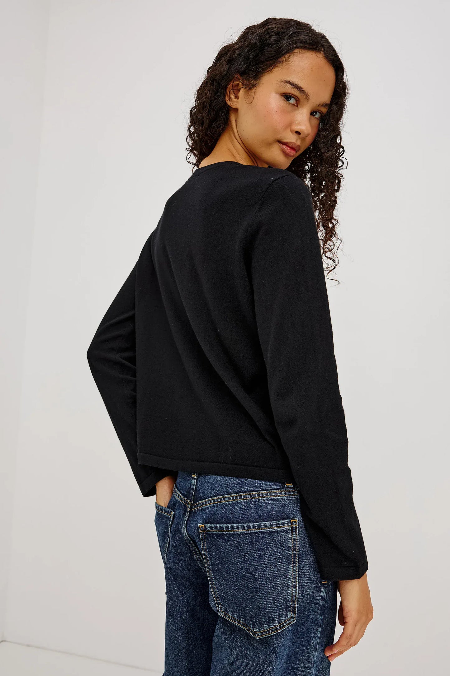 Rails Shirts & Tops Rails - Cotton cashmere long sleeve t-shirt in black