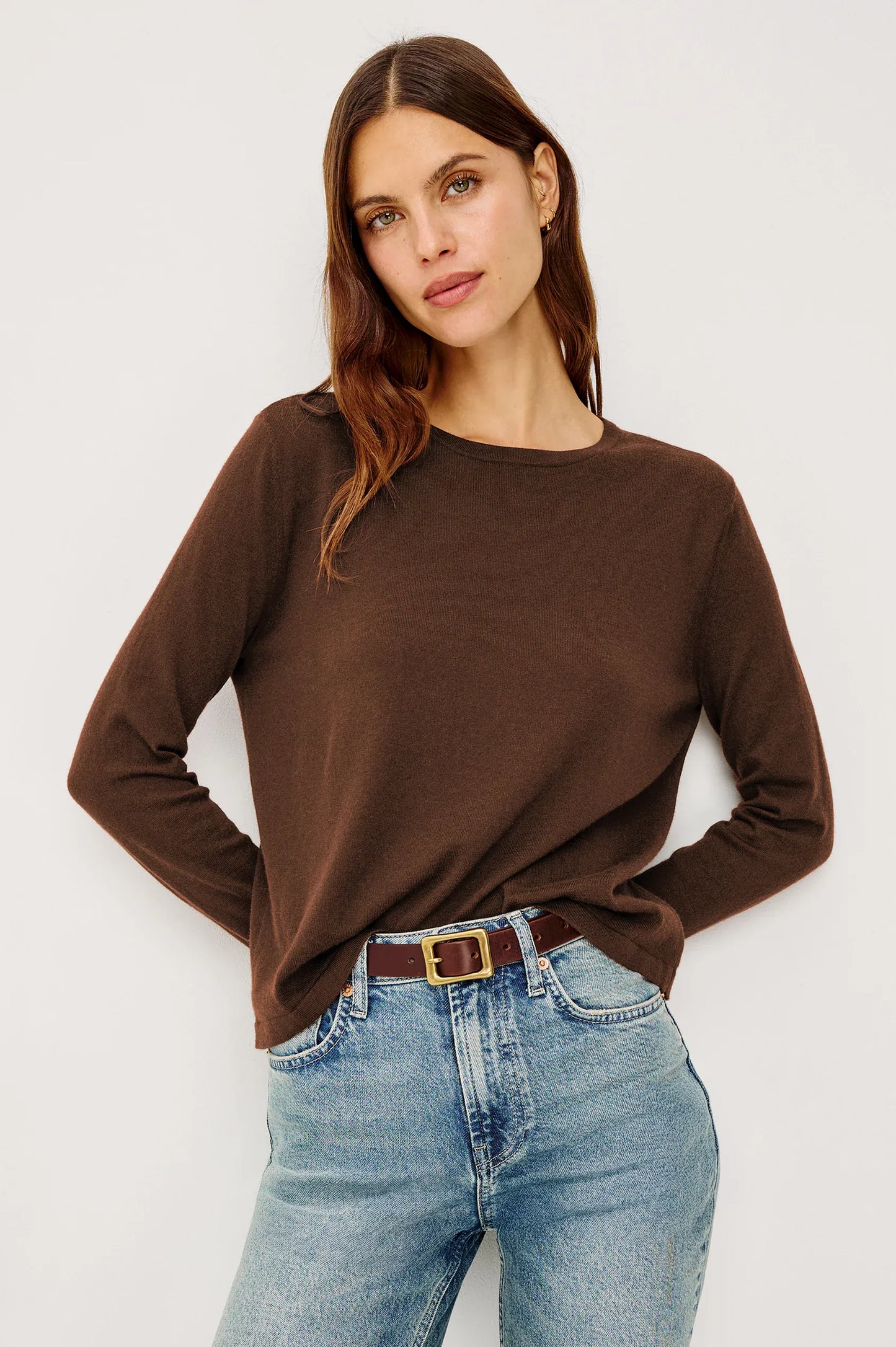 Rails Shirts & Tops Rails - Cotton cashmere long sleeve t-shirt in Espresso