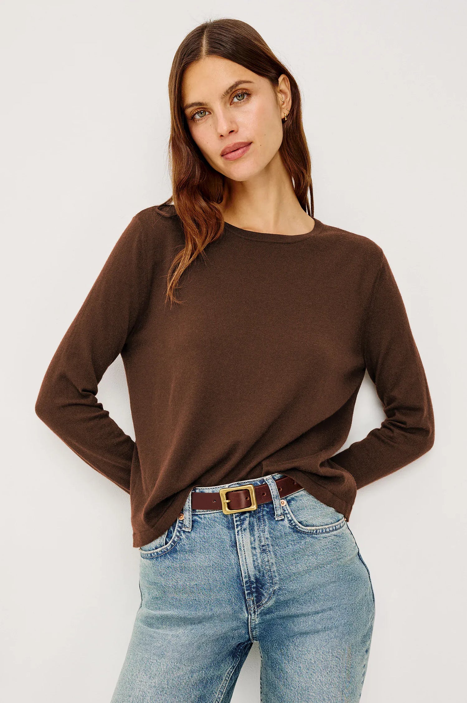 Rails Shirts & Tops Rails - Cotton cashmere long sleeve t-shirt in Espresso