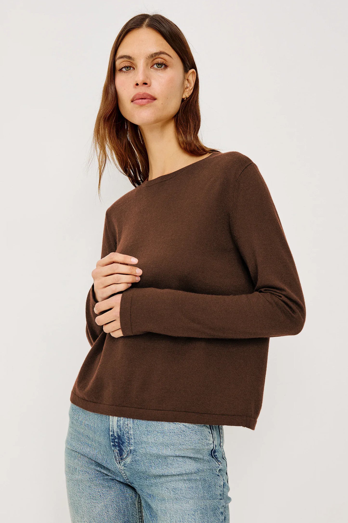 Rails Shirts & Tops Rails - Cotton cashmere long sleeve t-shirt in Espresso