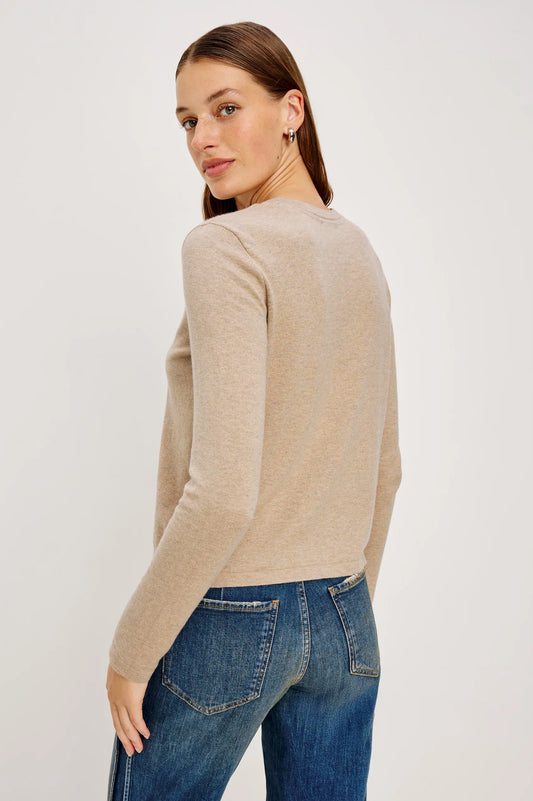 Rails Shirts & Tops Rails - Cotton cashmere long sleeve t-shirt in Heather Oat