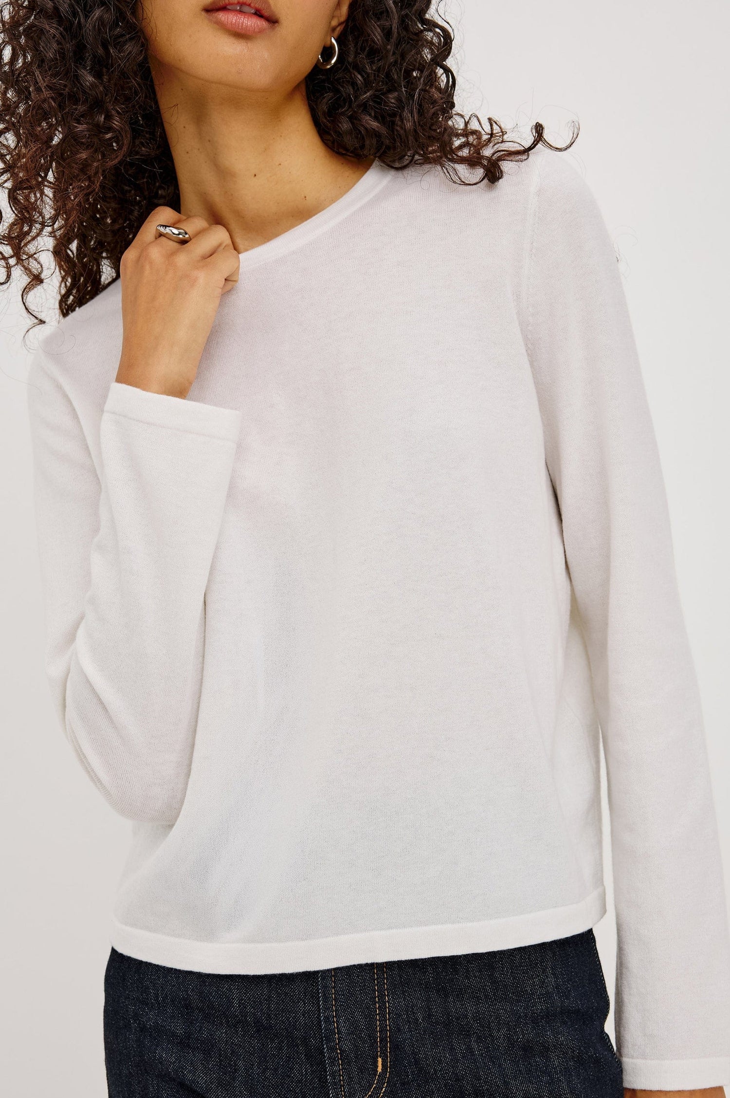 Rails Shirts & Tops Rails - Cotton cashmere long sleeve t-shirt in white