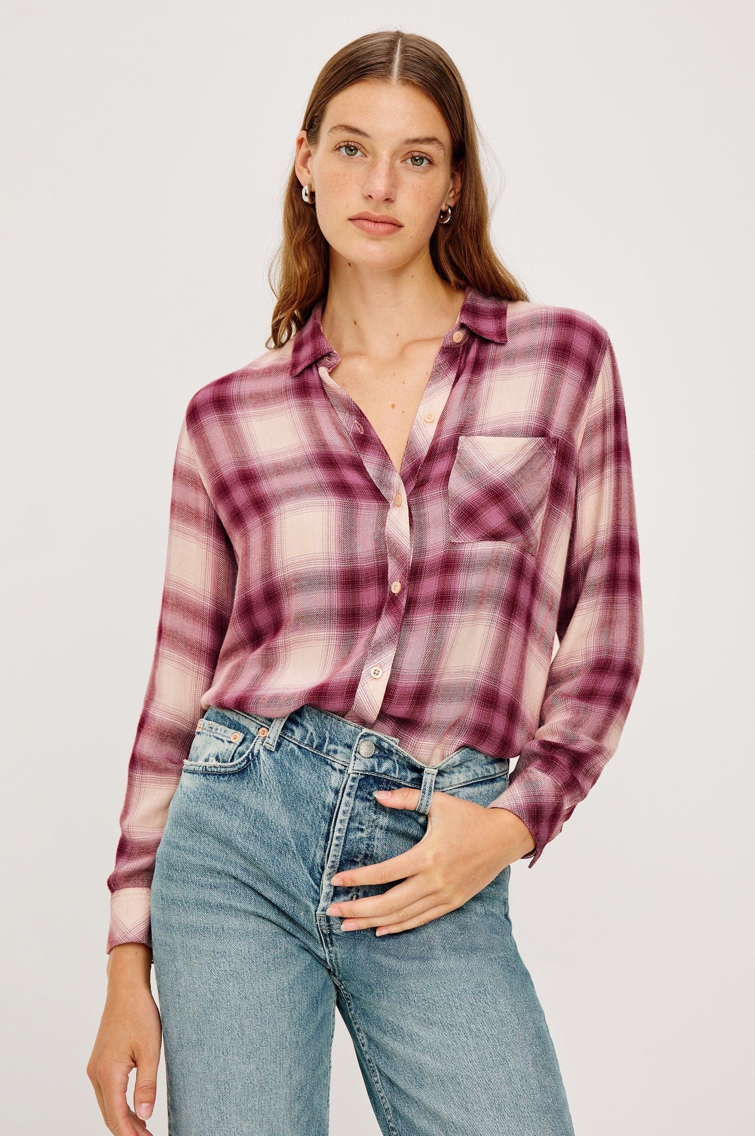 Rails Shirts & Tops Rails - Hunter shirt Faded Plum Ivory