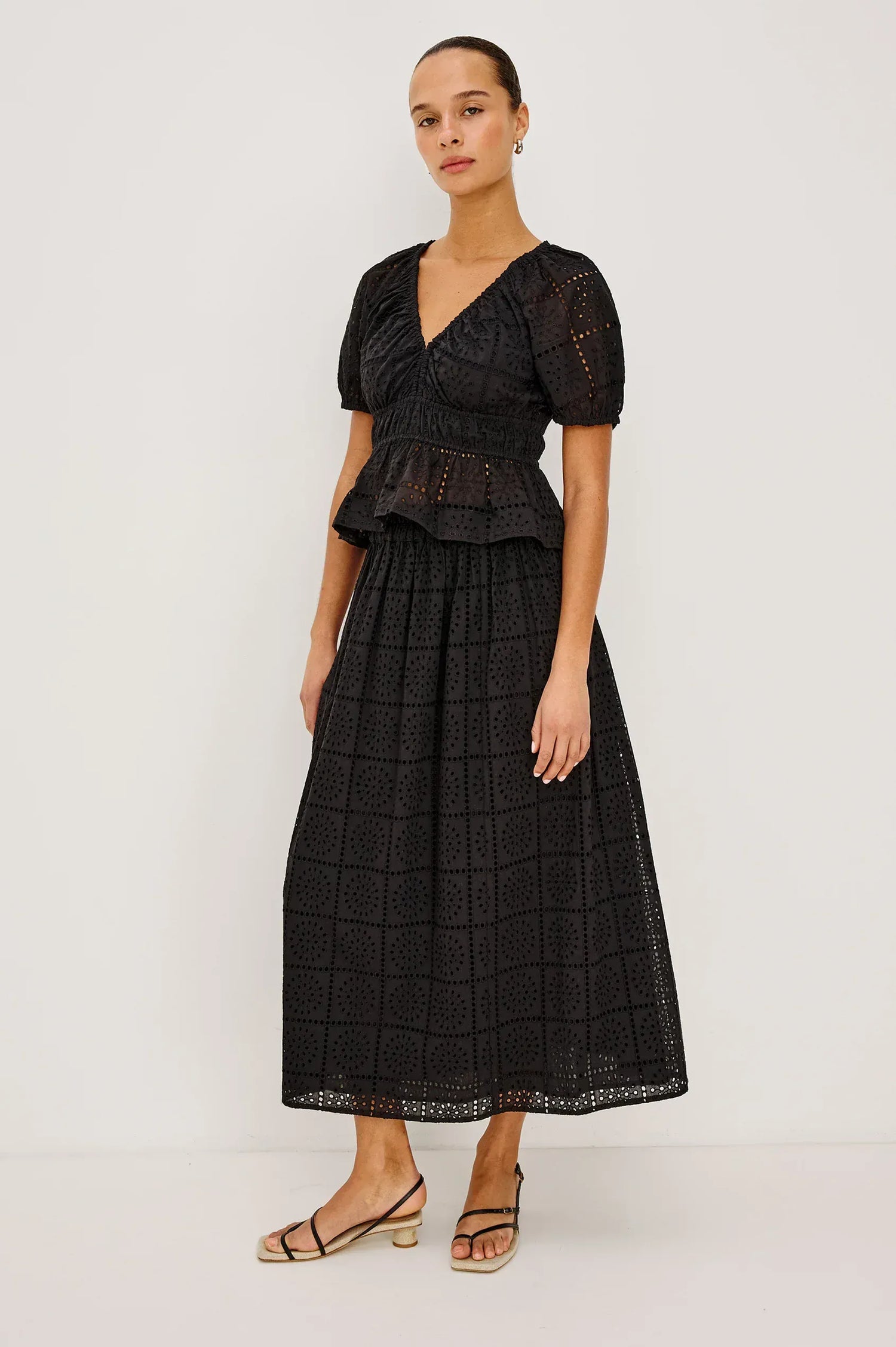 Rails Skirts Rails - Dax Skirt in Black grid embroidery