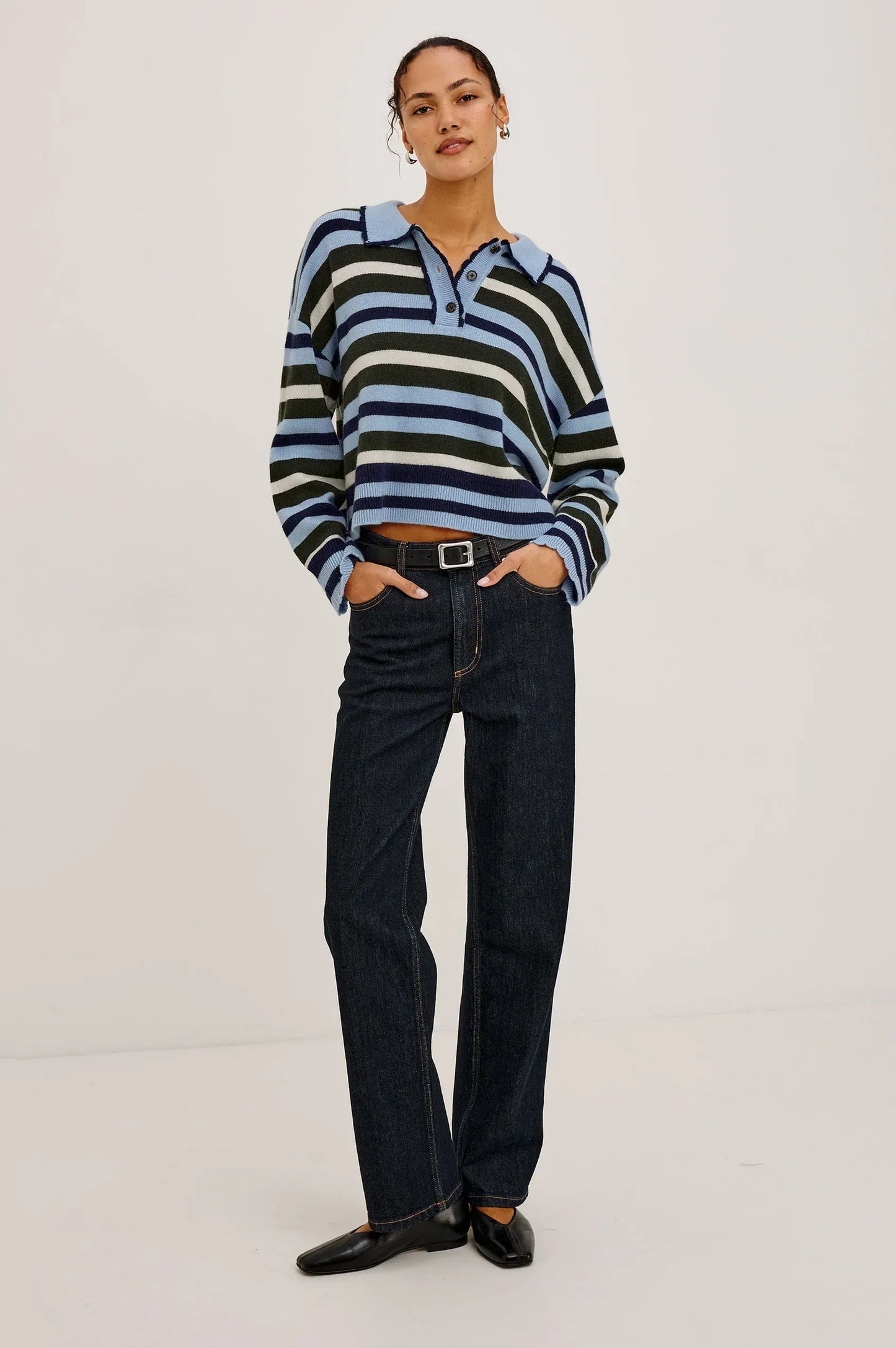 Rails Sweaters Rails - Delora Sweater in sky forest stripe