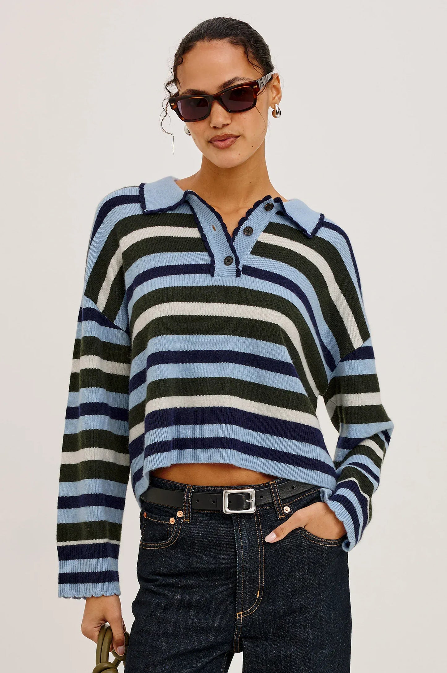 Rails Sweaters Rails - Delora Sweater in sky forest stripe