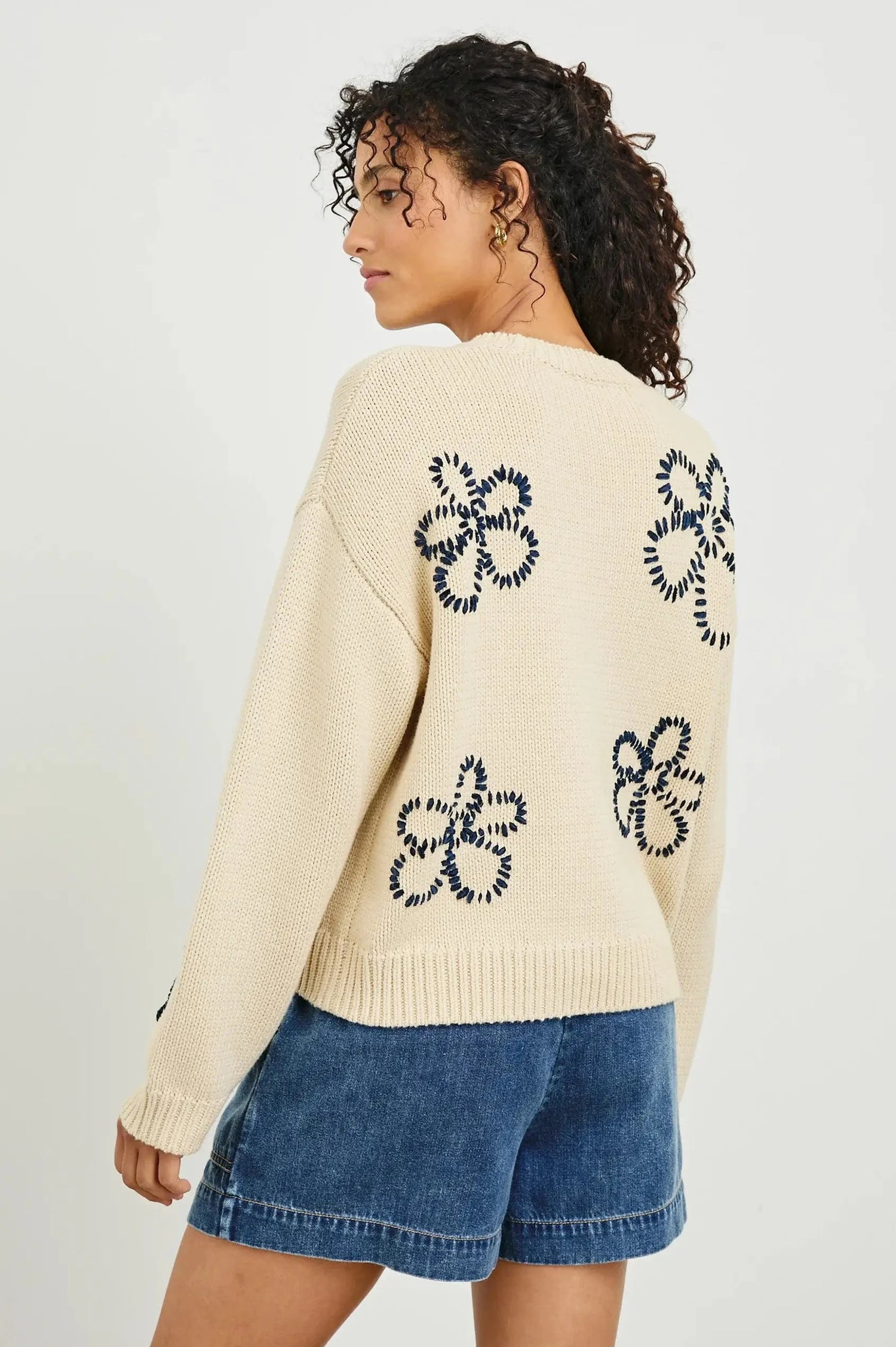 Rails Sweaters Rails - Zoey Sweater in Ivory Navy Stitched Daisies