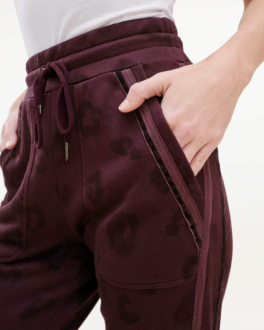 Splendid Pants Splendid - Corinna Jogger Pant in Black Cherry Leopard